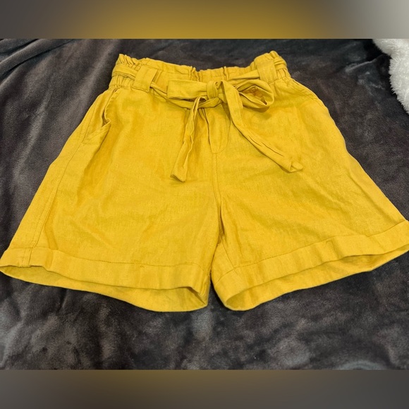 Yellow Linen Shorts - Picture 1 of 4